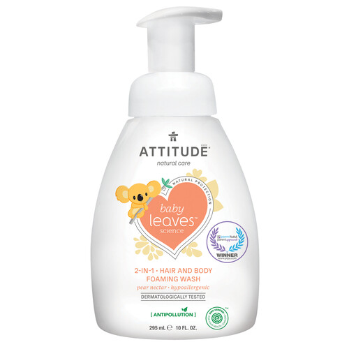 Attitude Hypo Allergenic Baby Leaves 2-in-1 Foaming Wash Pear Nectar 295 ml