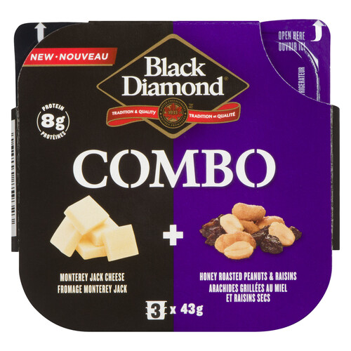 Black Diamond Combo Monterey Jack Cheese Honey Roasted Peanuts Raisin 3 x  43 g - Voilà Online Groceries & Offers