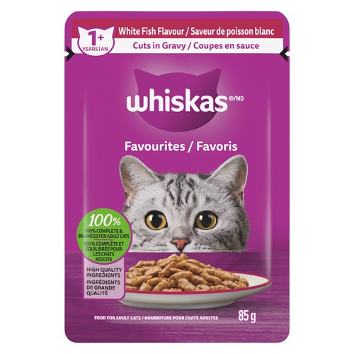 Whiskas Favourites Wet Cat Food Pouch White Fish Flavour 85 g 