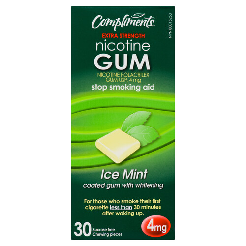 Compliments Nicotine Gum Ice Mint 4 mg 30 EA