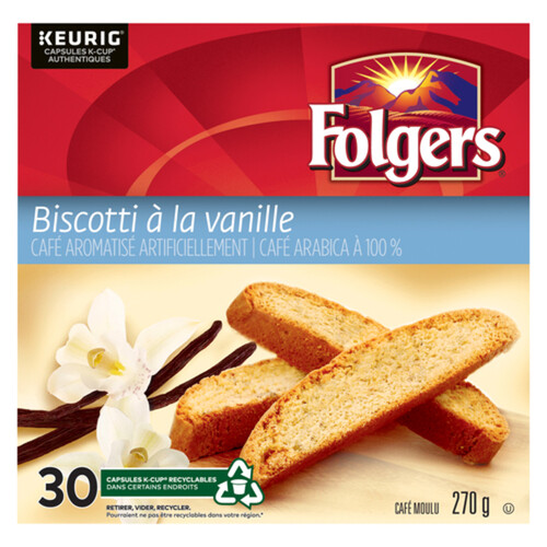 Folgers Coffee Pods Gourmet Selections Biscotti Vanilla 30 K-Cups 270 g