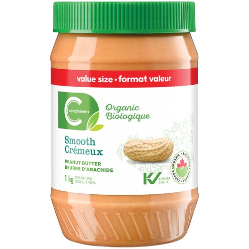 Compliments Organic Peanut Butter Smooth Value Size 1 kg