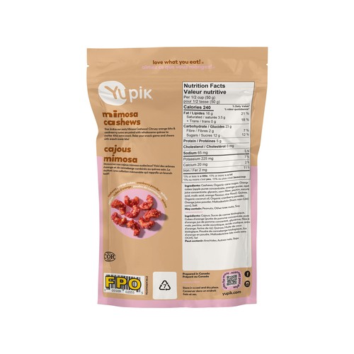 Yupik Snack Cashews Orange Cranberry Mimosa 136 g