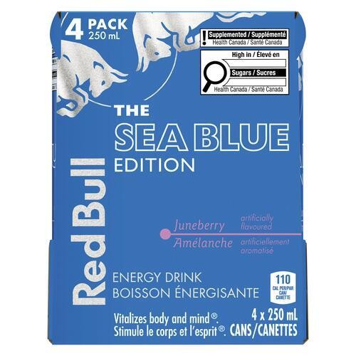 Red Bull Energy Drink The Sea Blue Edition Juneberry 4 x 250 ml (cans)