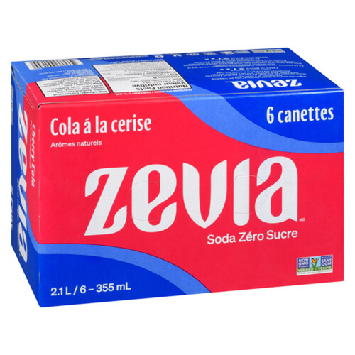 Zevia Zero Sugar Soft Drink Cherry Cola 6 x 355 ml (cans