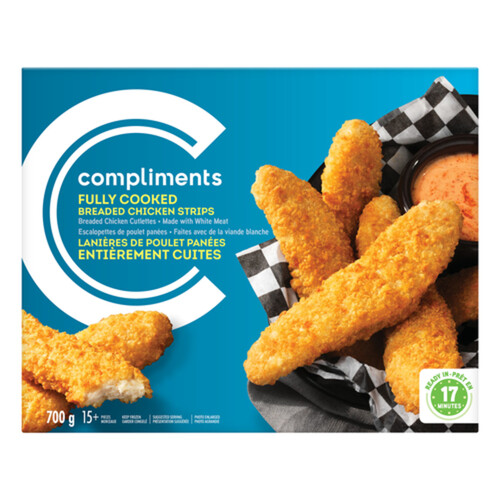 Compliments Frozen Breaded Fully Cooked Chicken Strips 700 g