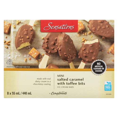 Sensations Mini Ice Cream Bar Salted Caramel With Toffee Bits 8 x 55 ml