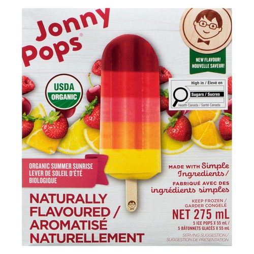JonnyPops Organic Frozen Ice Pop Summer Sunrise 275 ml