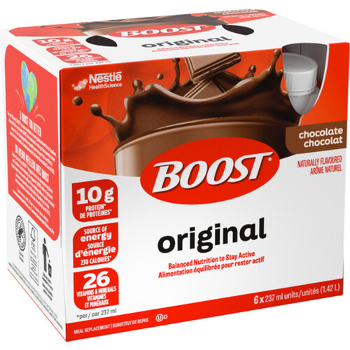 Nestlé Boost Meal Replacement Original Chocolate 6 x 237 ml (bottles)