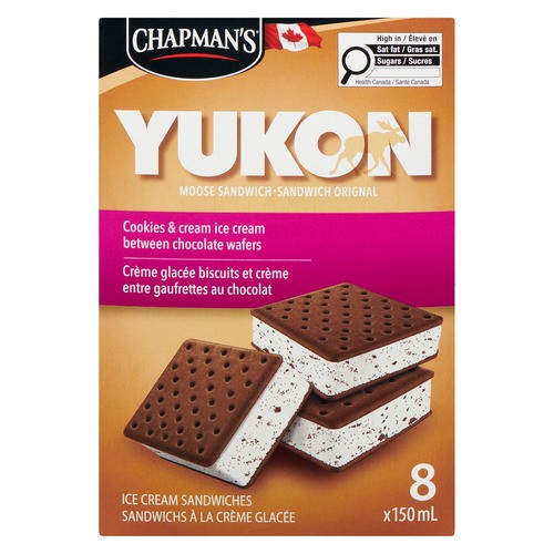 Chapman's Great Canadian Yukon Cookies And Cream Ice Cream Sandwiches 8 EA