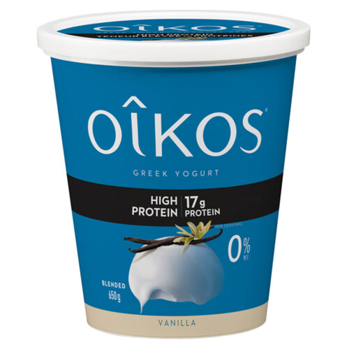 Oikos High Protein Greek Yogurt Vanilla Flavour Blended Value Tub 650 g