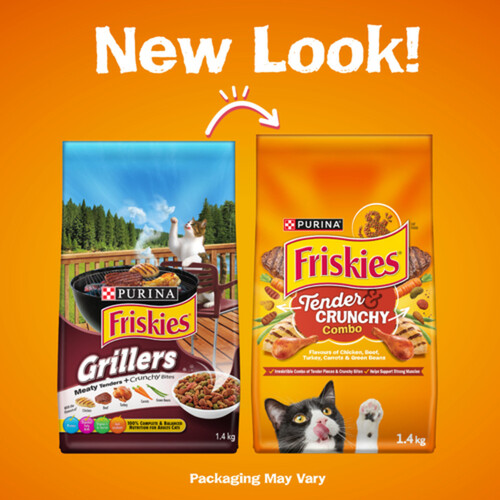 Friskies Grillers Dry Cat Food Meaty Tenders and Crunchy Bites 1.4 kg