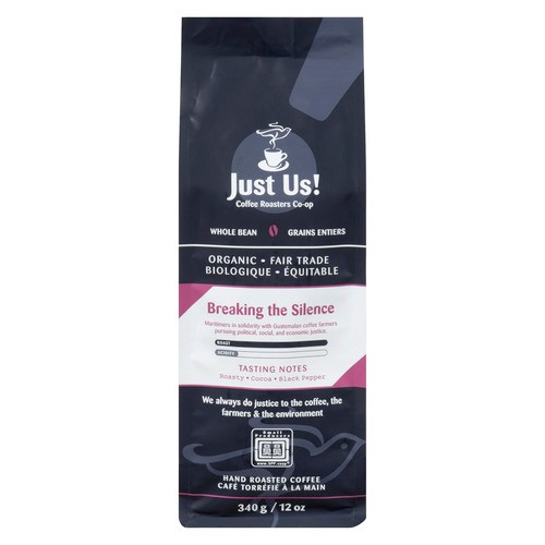 Just Us Organic Whole Bean Coffee Roasters Breaking The Silence 340 g