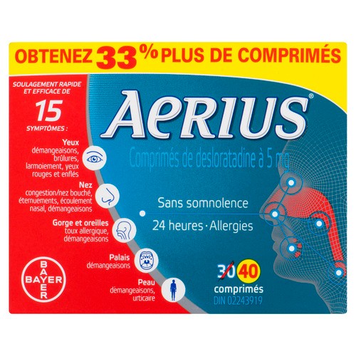 Aerius 5mg Desloratadine Tablets 40 EA