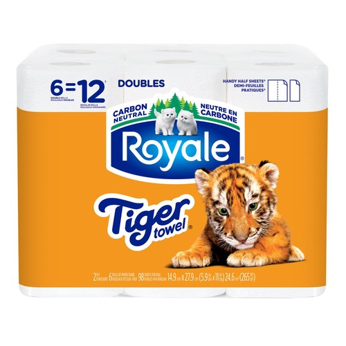 Royale Tiger Strong Paper Towel 6 Equal 12 Rolls 98 Sheets per Roll