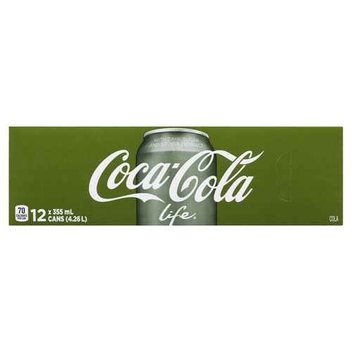 Coca-Cola Life Soft Drink Cans 12 x 355ml 