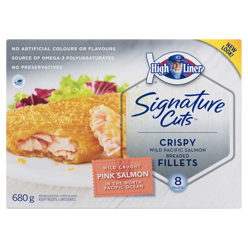 High Liner Signature Frozen Cuts Crispy Wild Pacific Pink Salmon Breaded Filets 680 g Voilà