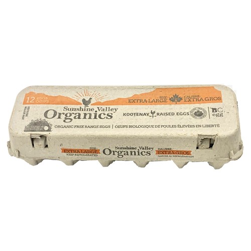 Sunshine Valley Organic Eggs Free Range Extra Large 12 Count