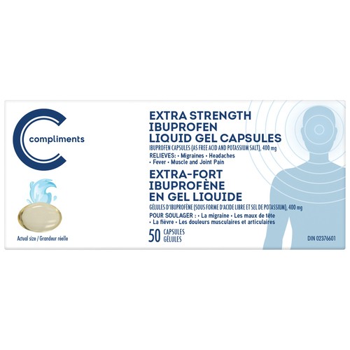 Compliments Ibuprofen 400 mg Liquid Gel Capsules 50 Count