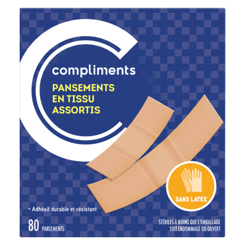 Compliments Fabric Bandages Assorted 80 Sterile Bandages