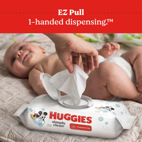 Huggies Simply Clean Baby Wipes Unscented Flip-Top Pack 192 Count