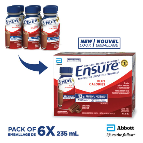 Ensure Plus Meal Replacement Chocolate 6 x 235 ml (bottles)