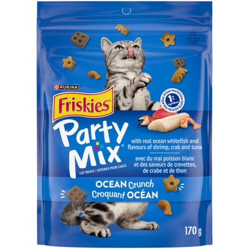 Friskies Cat Treats Party Mix Ocean Crunch with Real Ocean Whitefish 170 g