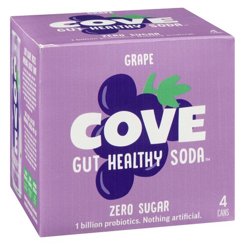 Cove Kombucha Gut Healthy Grape Soda 4 x 355 ml (cans)