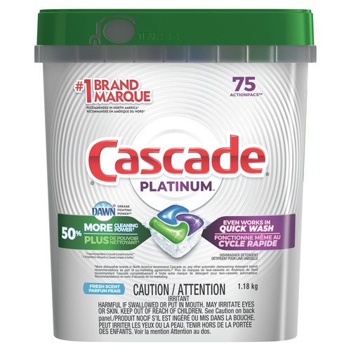 Cascade Platinum Dishwasher Detergent Action Packs Fresh Scent 75 EA