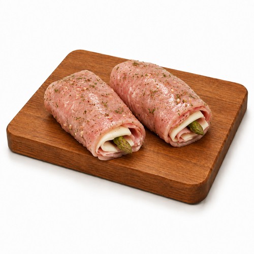 Pork Roll with Ham cheese and Asparagus