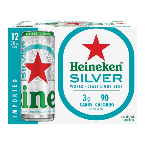 Heineken Silver Light Beer 4% Alcohol 12 x 330 ml (cans)