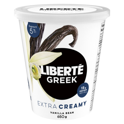 Liberté Greek 5% Extra Creamy Yogurt Vanilla Bean High Protein 650 g