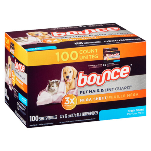 Bounce Fabric Enhancer Sheets Pet Hair & Lint Guard Fresh Scent 100 EA