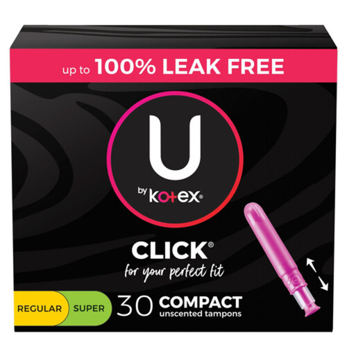 U By Kotex Click Comfort Flex Tampons Regular/Super Unscented 30