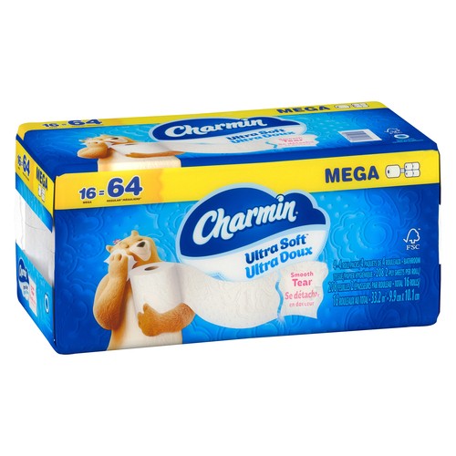 Charmin Toilet Paper Ultra Soft 2-Ply 16 Mega Rolls x 208 Sheets