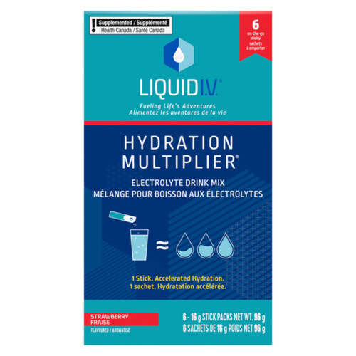 Liquid I.V. Electrolyte Drink Mix Hydration Multiplier Strawberry 6 Count