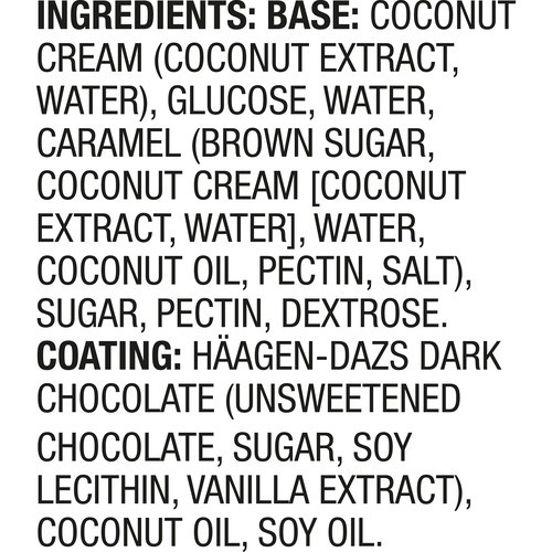 Häagen-Dazs Dairy-Free Frozen Dessert Bars Coconut Caramel Dark Chocolate 3 x 88 ml
