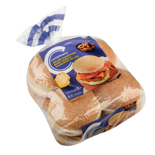 Compliments Deluxe Sesame Seed Hamburger Buns 616 g