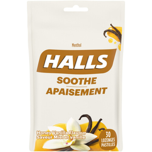 Halls Mentho-Lyptus Cough Drops Honey Vanilla 30 Lozenges