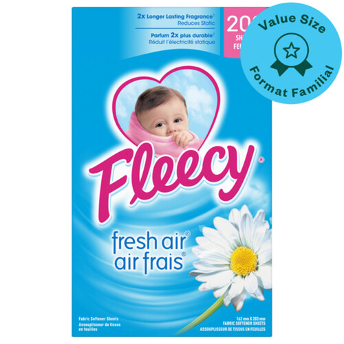 Fleecy Fabric Softener Sheets Fresh Air Scent 200 Count
