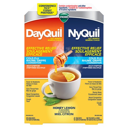 Vicks Hot Remedy Cold Flu NyQuil And DayQuil 16 Count