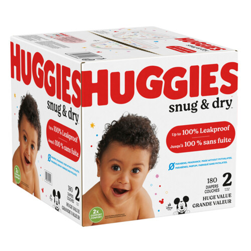 Huggies Snug & Dry Diapers Size 2 180 Count