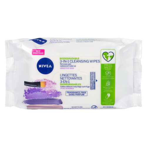 Nivea Biodegradable Sensitive 3 In 1 Cleaning Wipes 40 EA