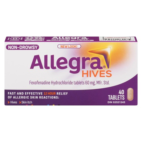 Allegra Hives Fexofenadine Hydrochloride 60 mg 40 Tablets
