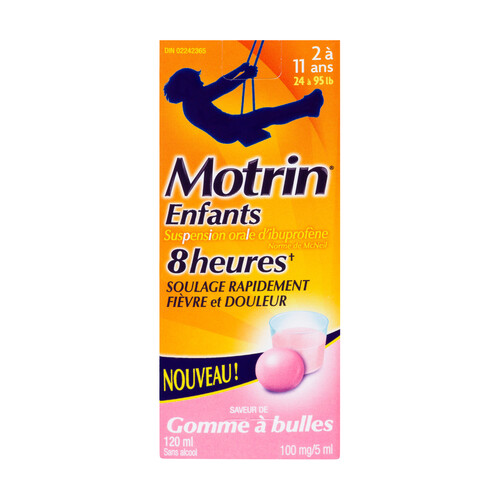 Motrin Children's Oral Suspension Pain Relief Bubblegum 120 ml