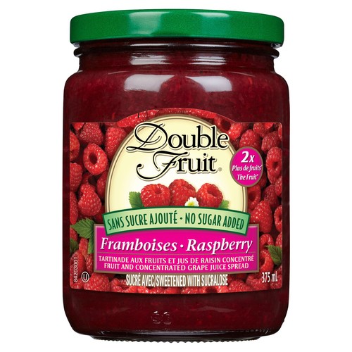 Double Fruit No Sugar Added Jam Raspberry 375 ml