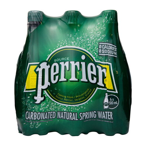 Perrier Natural Spring Water Carbonated 6 x 500 ml (bottles)