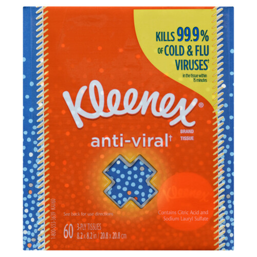 Kleenex Facial Tissue Anti-Viral 60 Sheets 1 EA