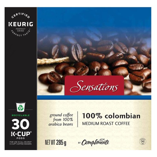 Sensations Coffee Pods 100% Colombian Medium Roast 30 K-Cups 285 g