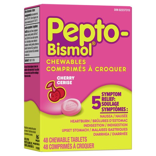 Pepto Bismol Cherry Stomach Relief 48 Chewable Tablets